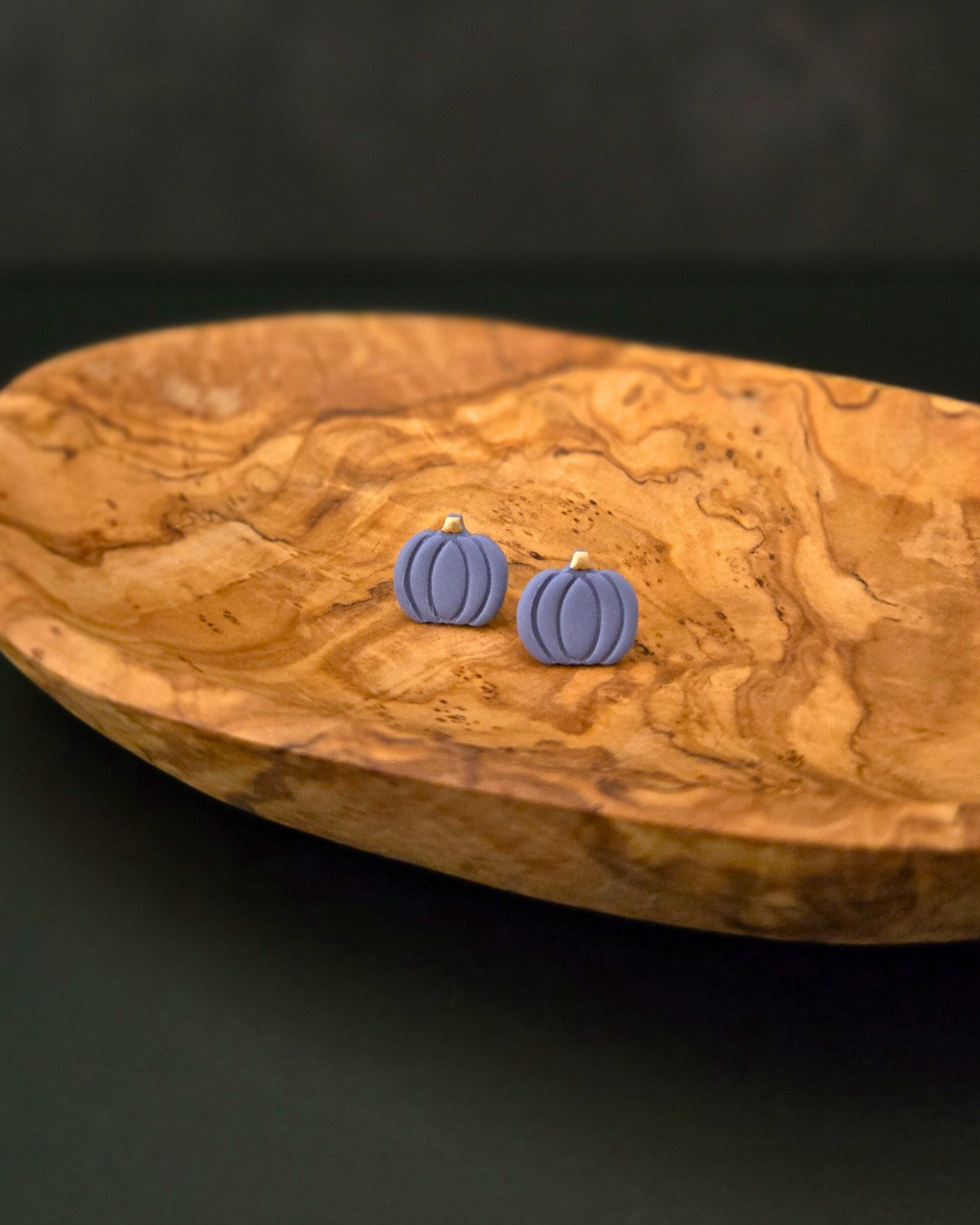 Pumpkin with Gold Studs | Polymer Clay Earrings