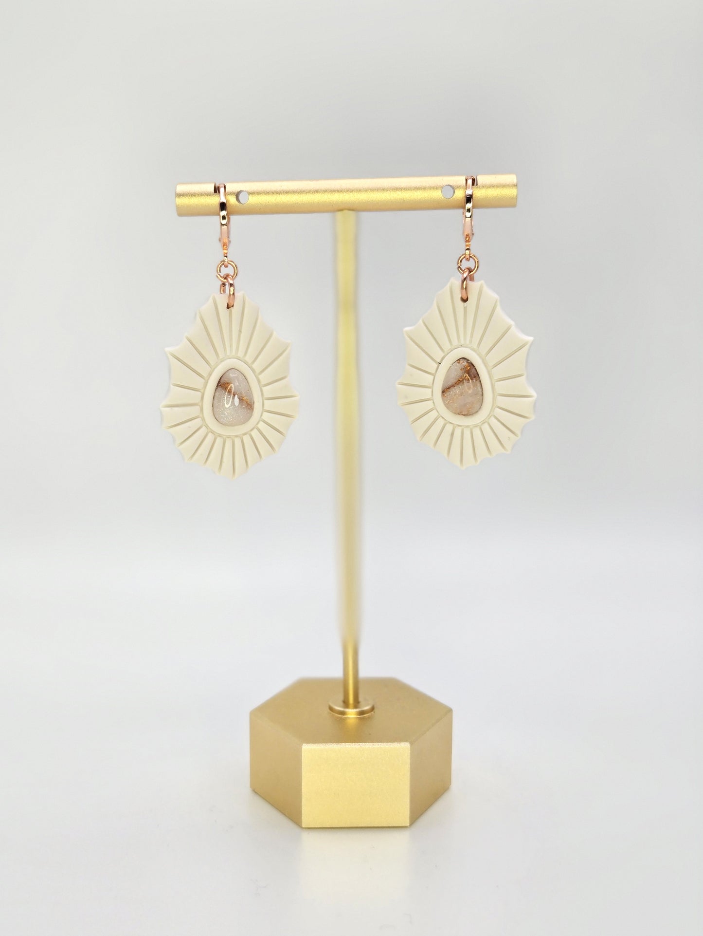 Rose Gold Marble Suncatcher Dangles | Polymer Clay Earrings