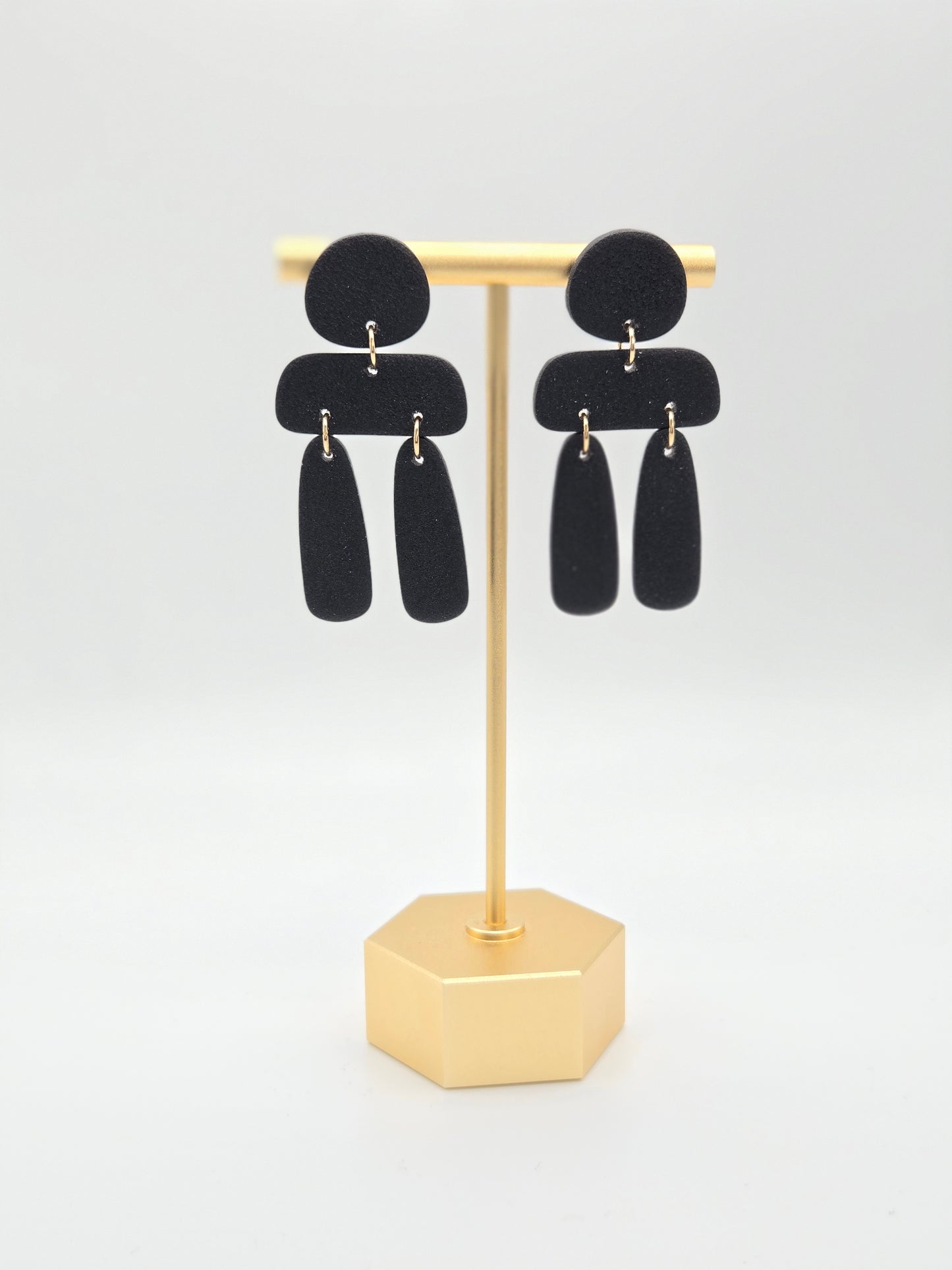 Black Organic Dangles | Polymer Clay Earrings