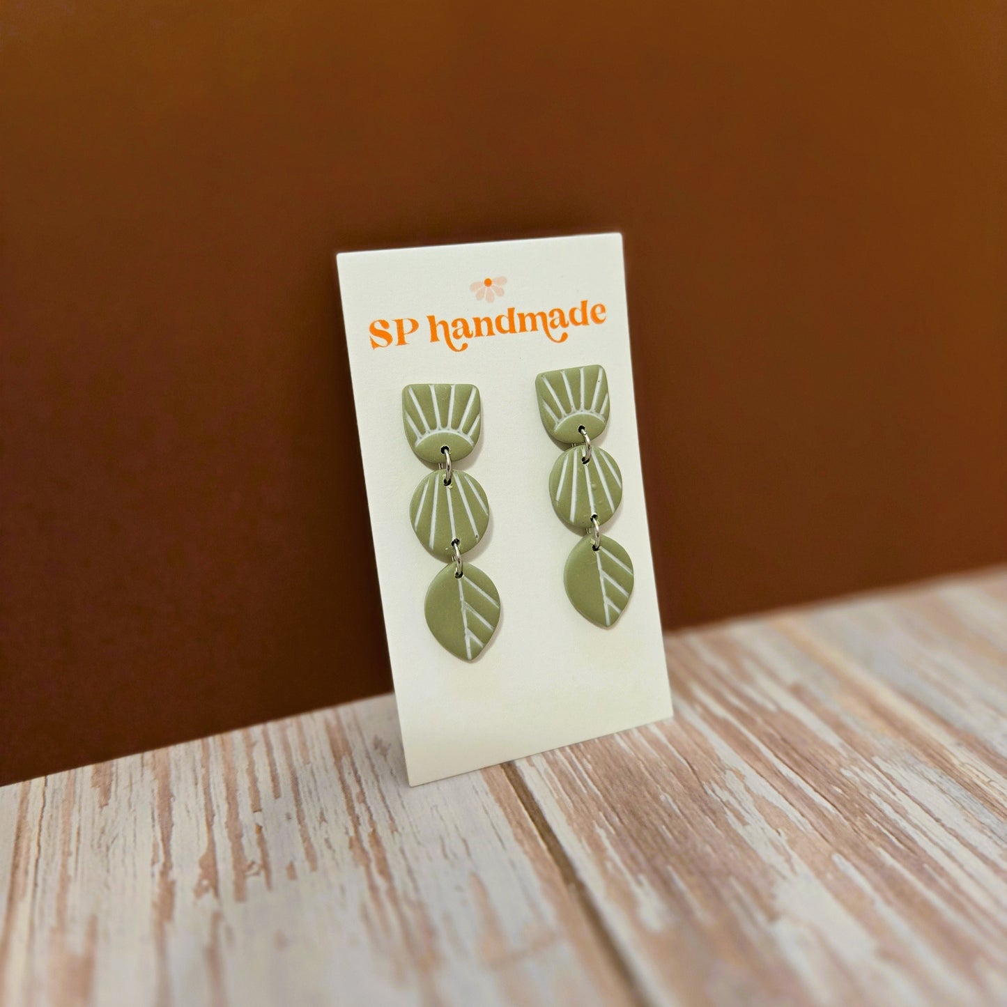 Sage Green Dangles | Polymer Clay Earrings