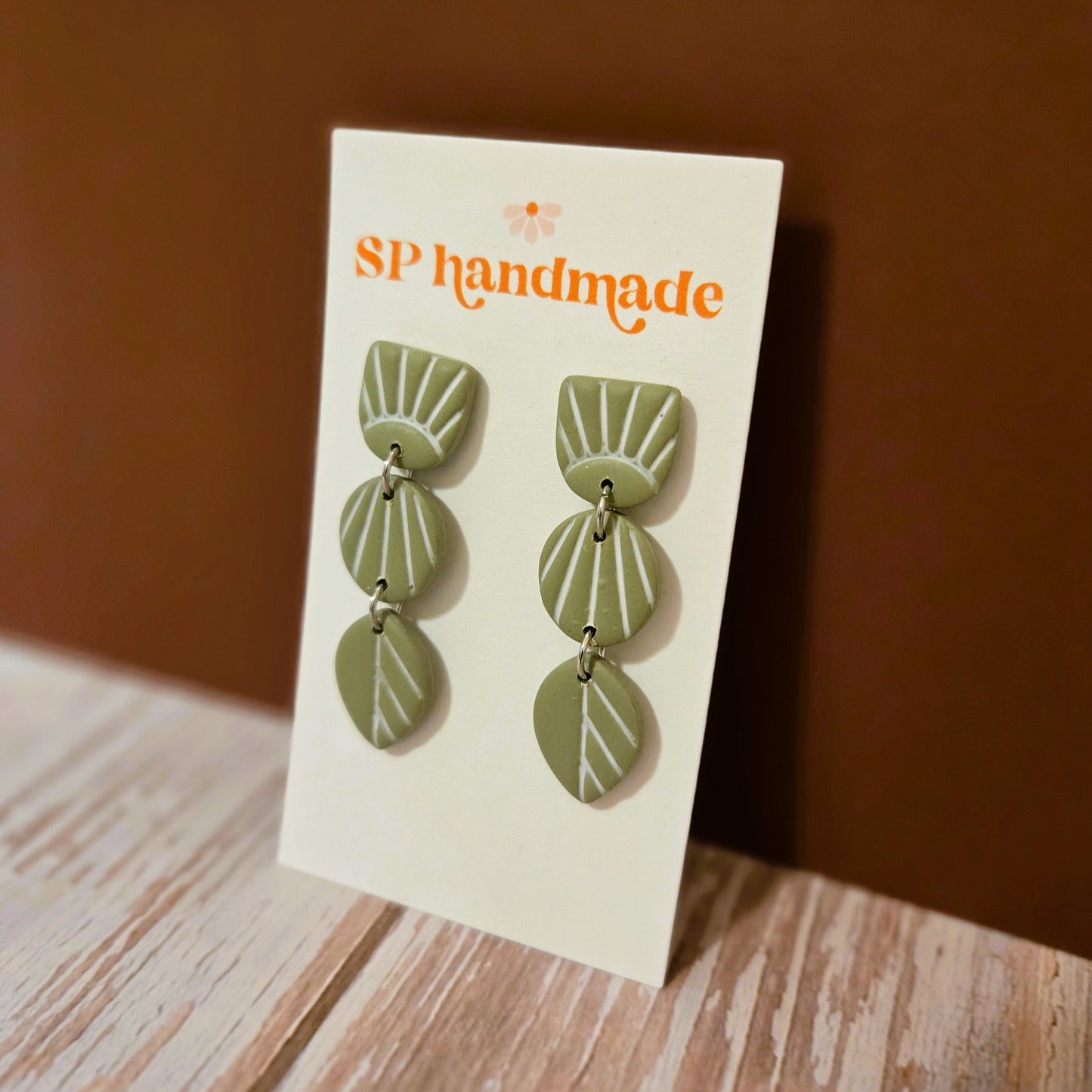 Sage Green Dangles | Polymer Clay Earrings