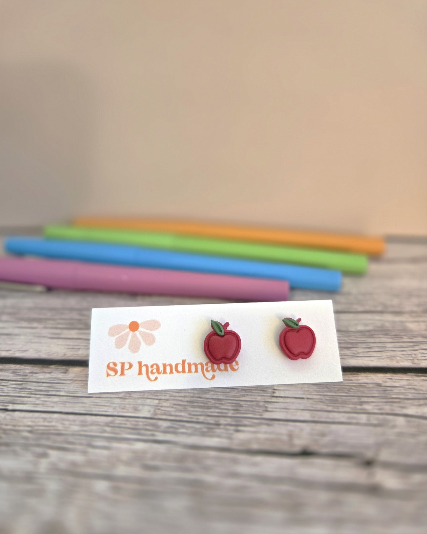 Apple Studs | Polymer Clay Earrings