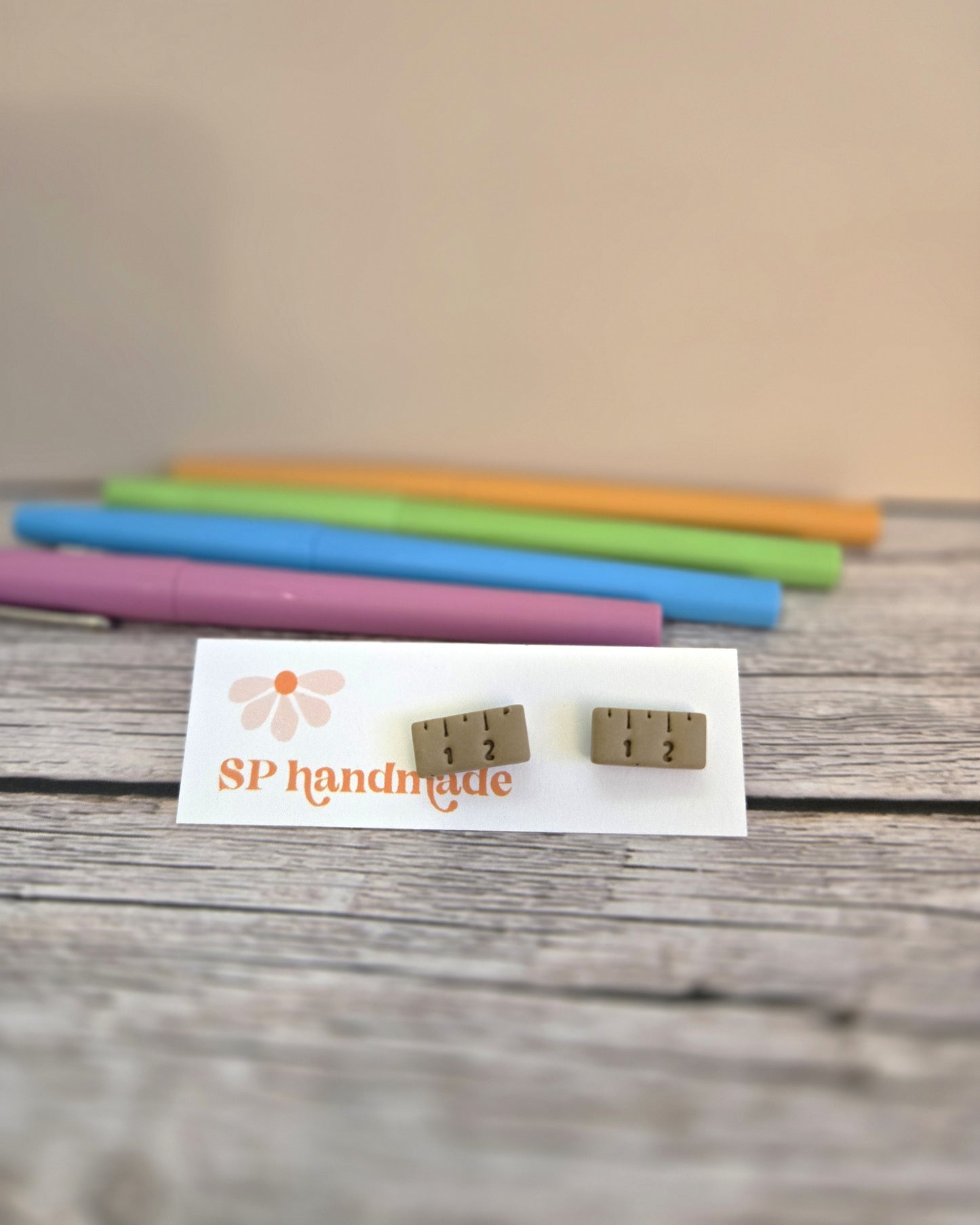 Ruler Studs | Polymer Clay Earrings