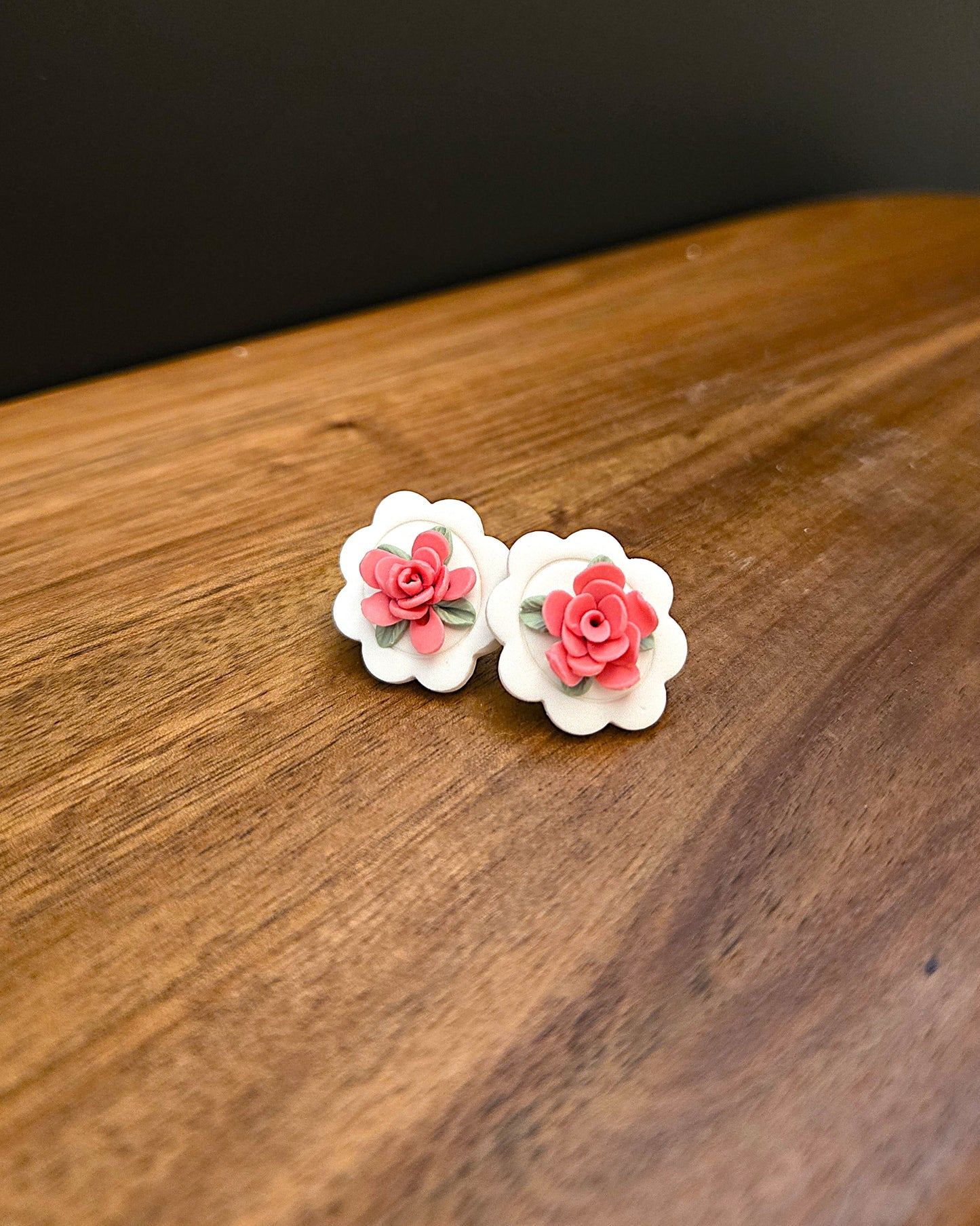 Framed Floral Studs | Polymer Clay Earrings