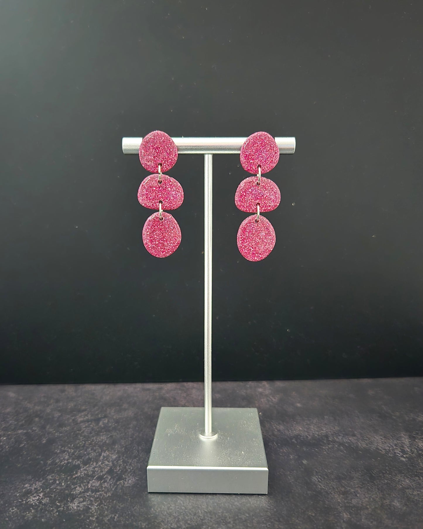 Pink Sparkle Dangles | Polymer Clay Earrings