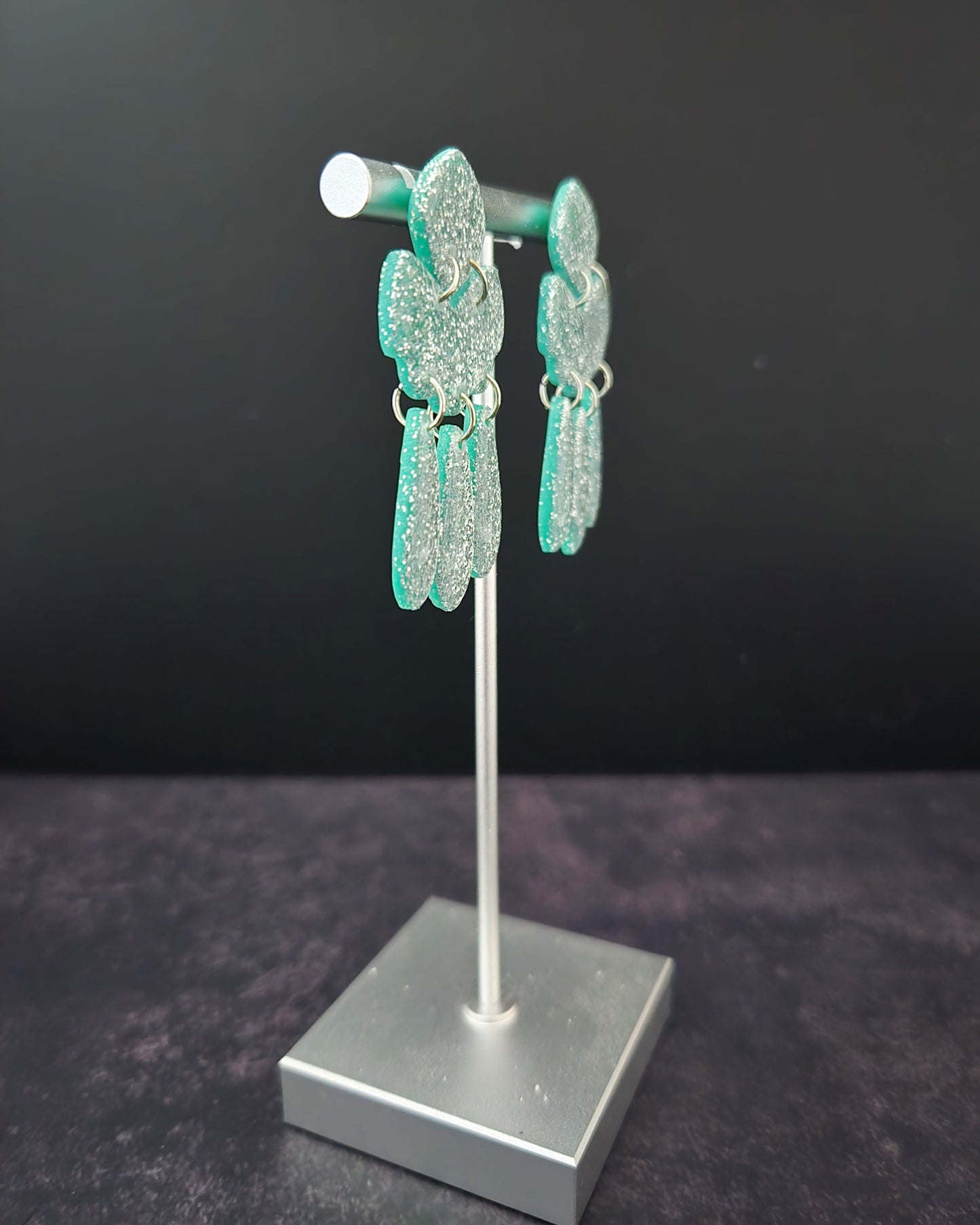 Teal Sparkle Statement Earrings | Polymer Clay Earrings