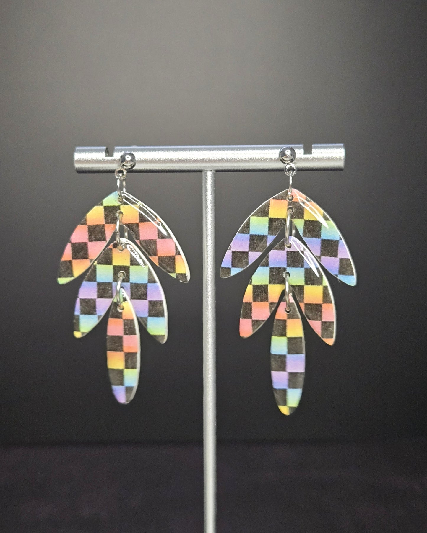 Rainbow Checkered | Polymer Clay Earrings