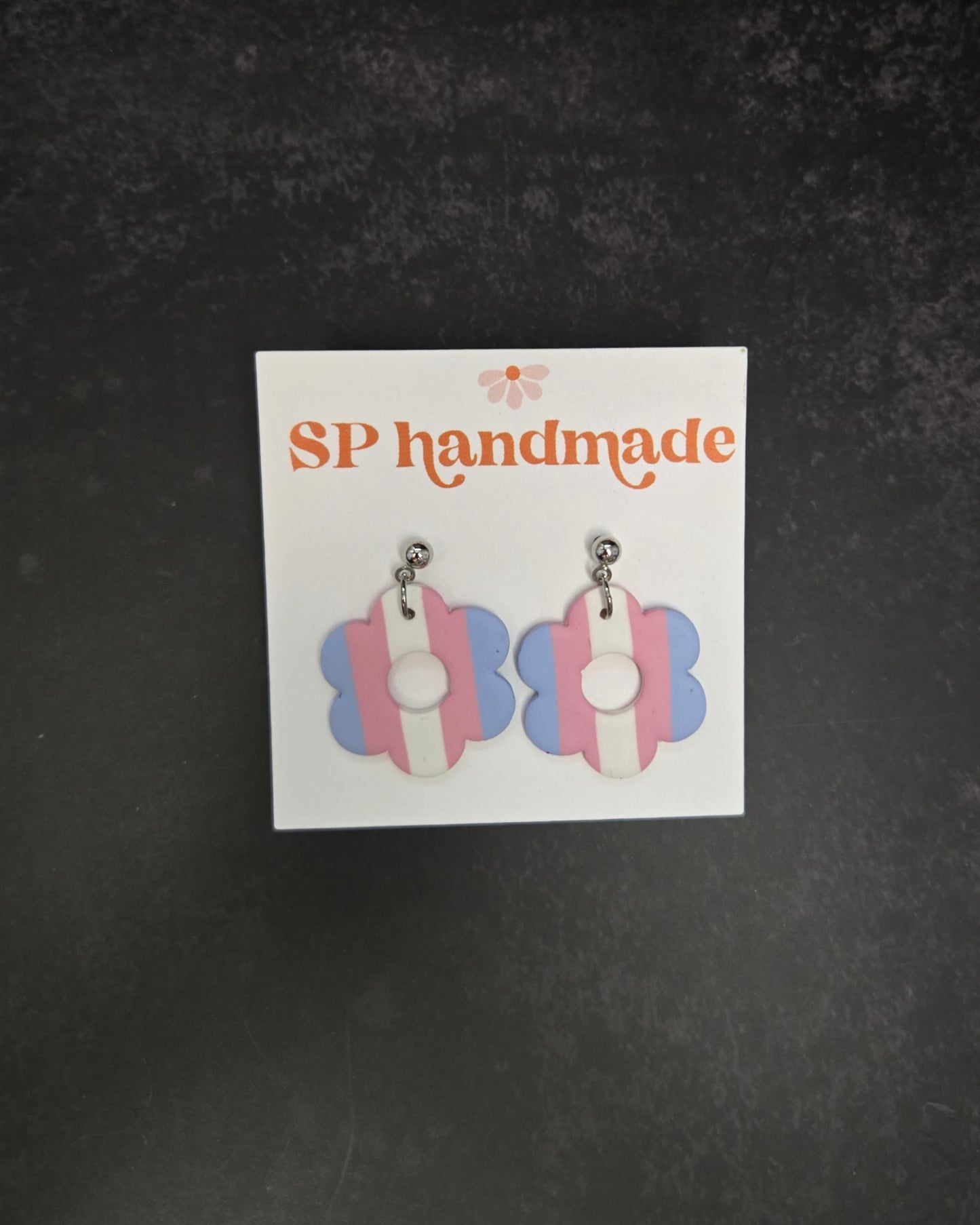 Trans Pride Flower | Polymer Clay Earrings