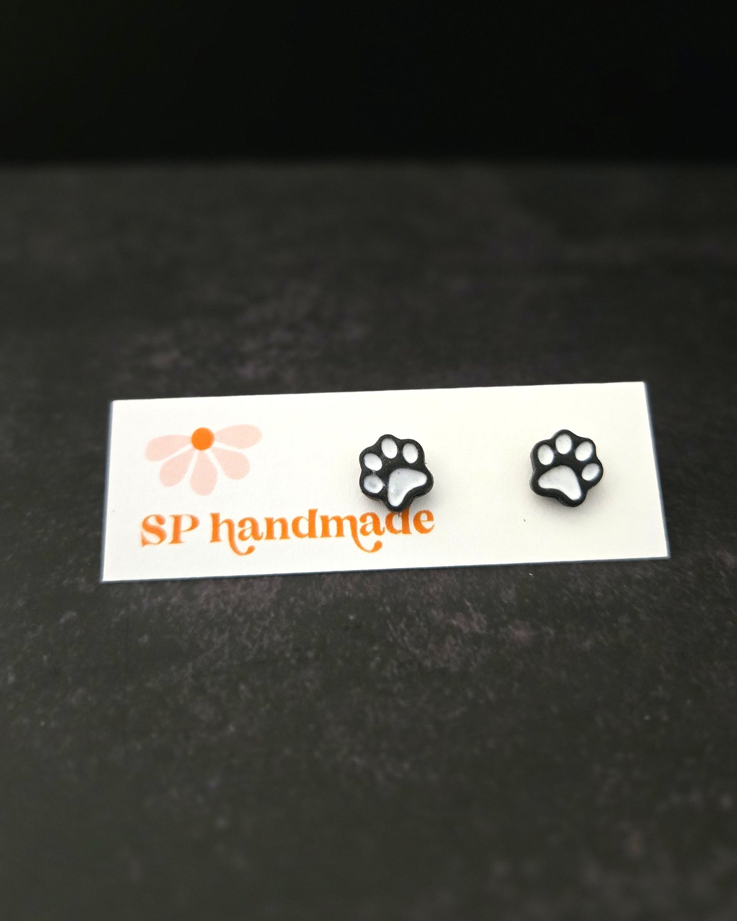 Paw Print Studs | Polymer Clay Earrings