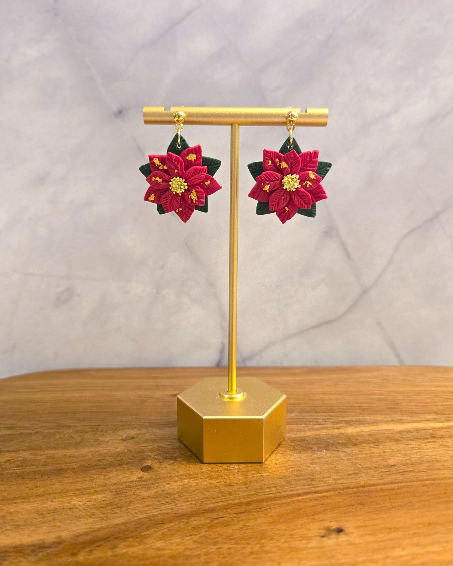 Poinsettia Dangles | Polymer Clay Earrings