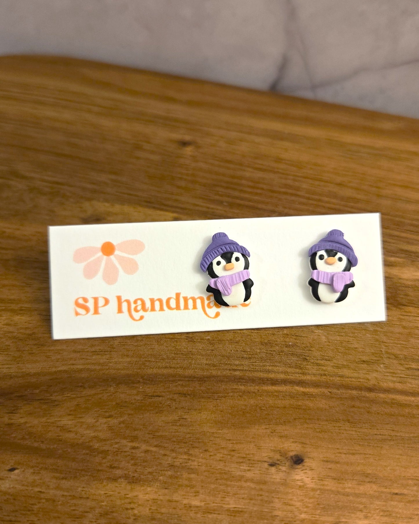 Cutie Penguin Studs | Polymer Clay Earrings