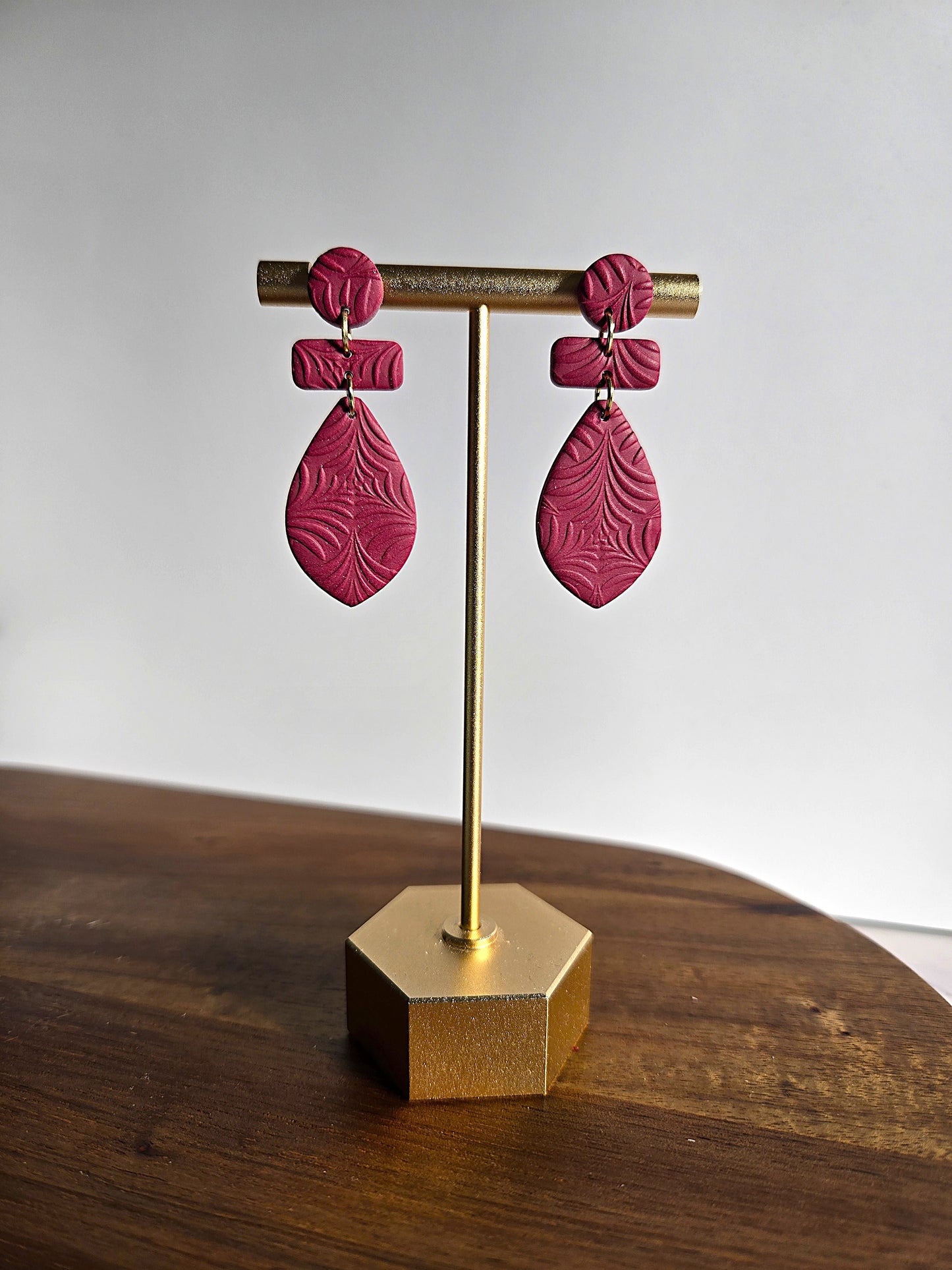 Wine Red Drop | Polymer Clay Earrings