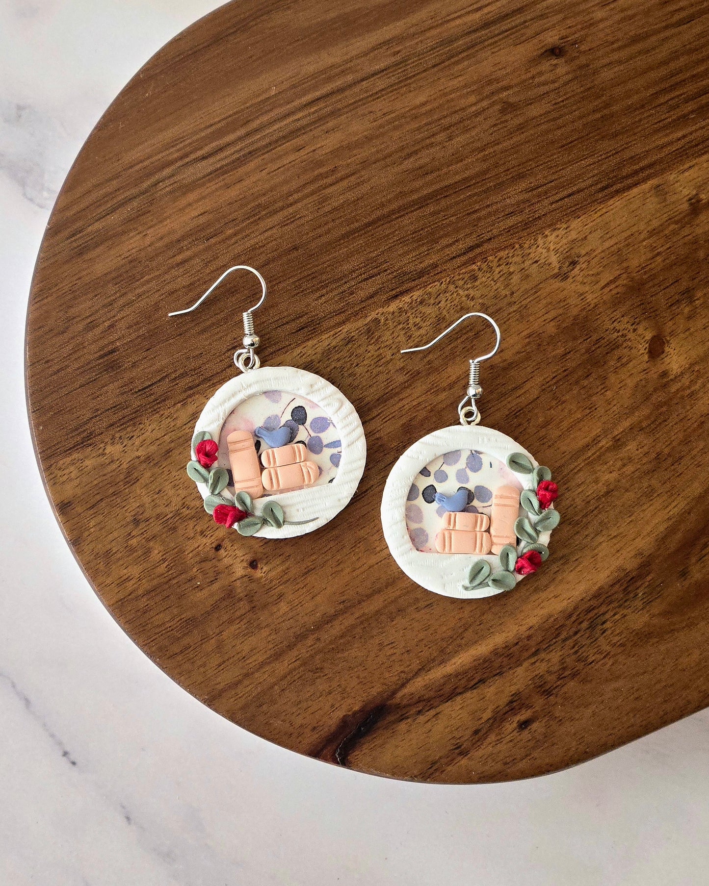 Romantic Bookshelf | Polymer Clay Earrings
