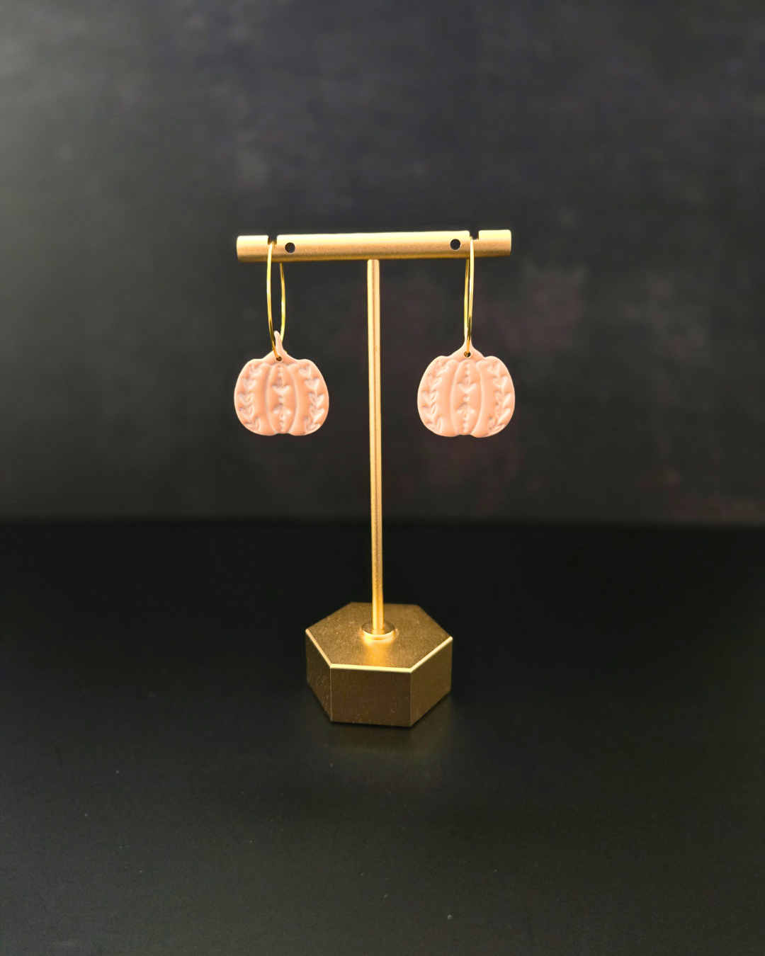 Decorative Pumpkin Hoops | Polymer Clay Earrings