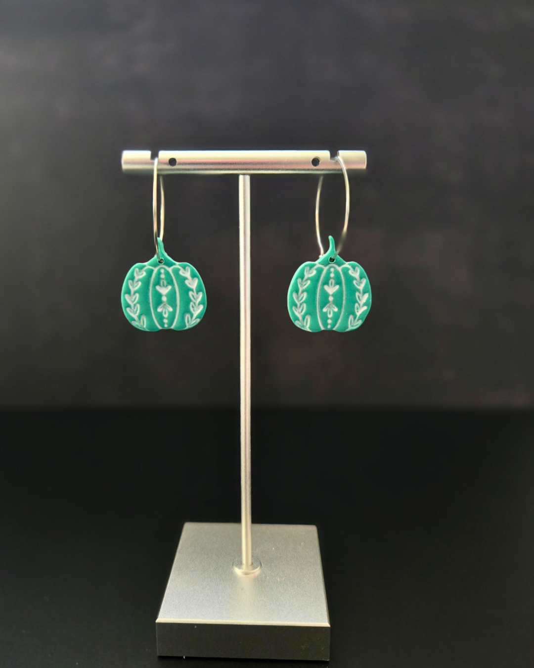 Decorative Pumpkin Hoops | Polymer Clay Earrings