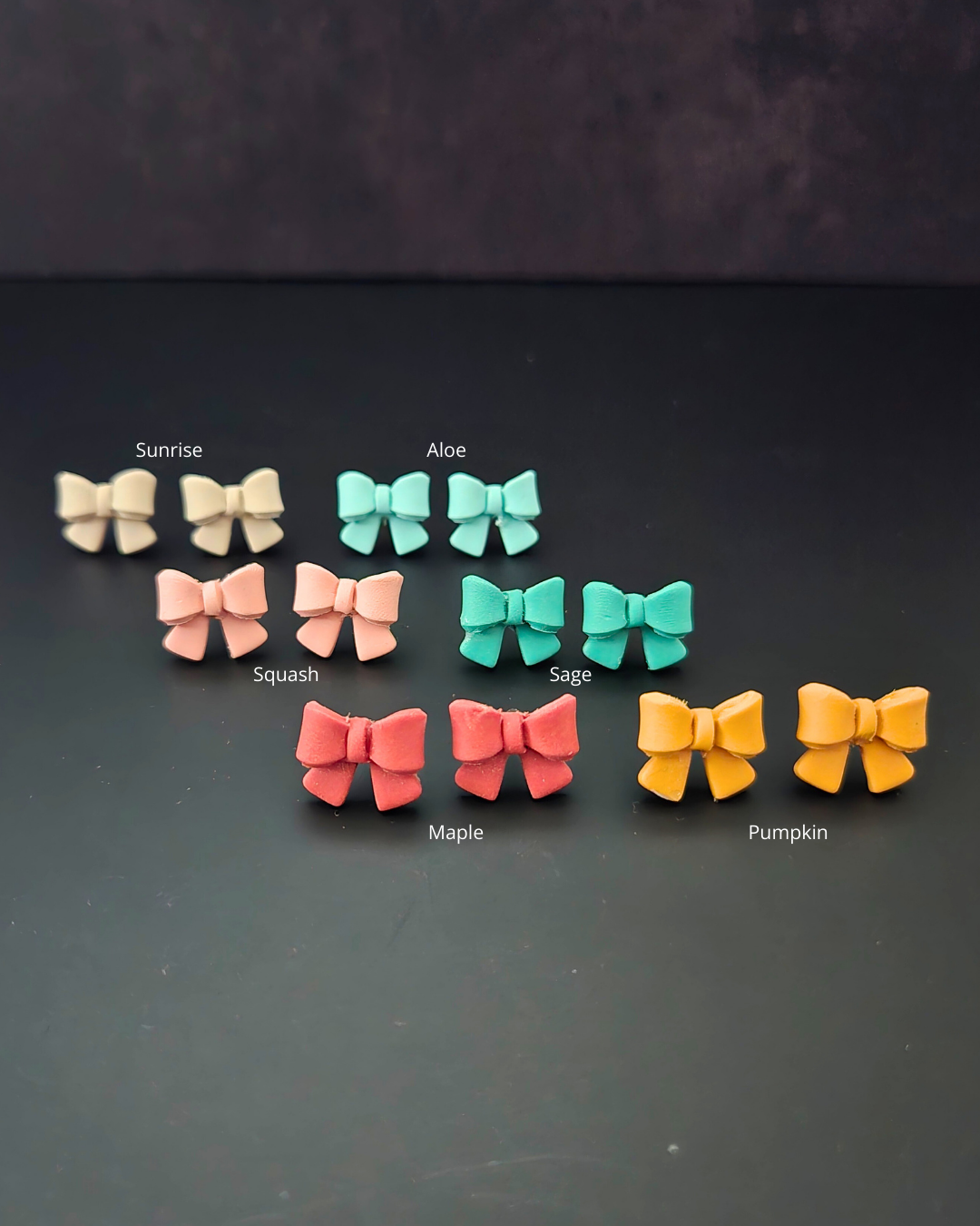 Fall Bow Studs | Polymer Clay Earrings