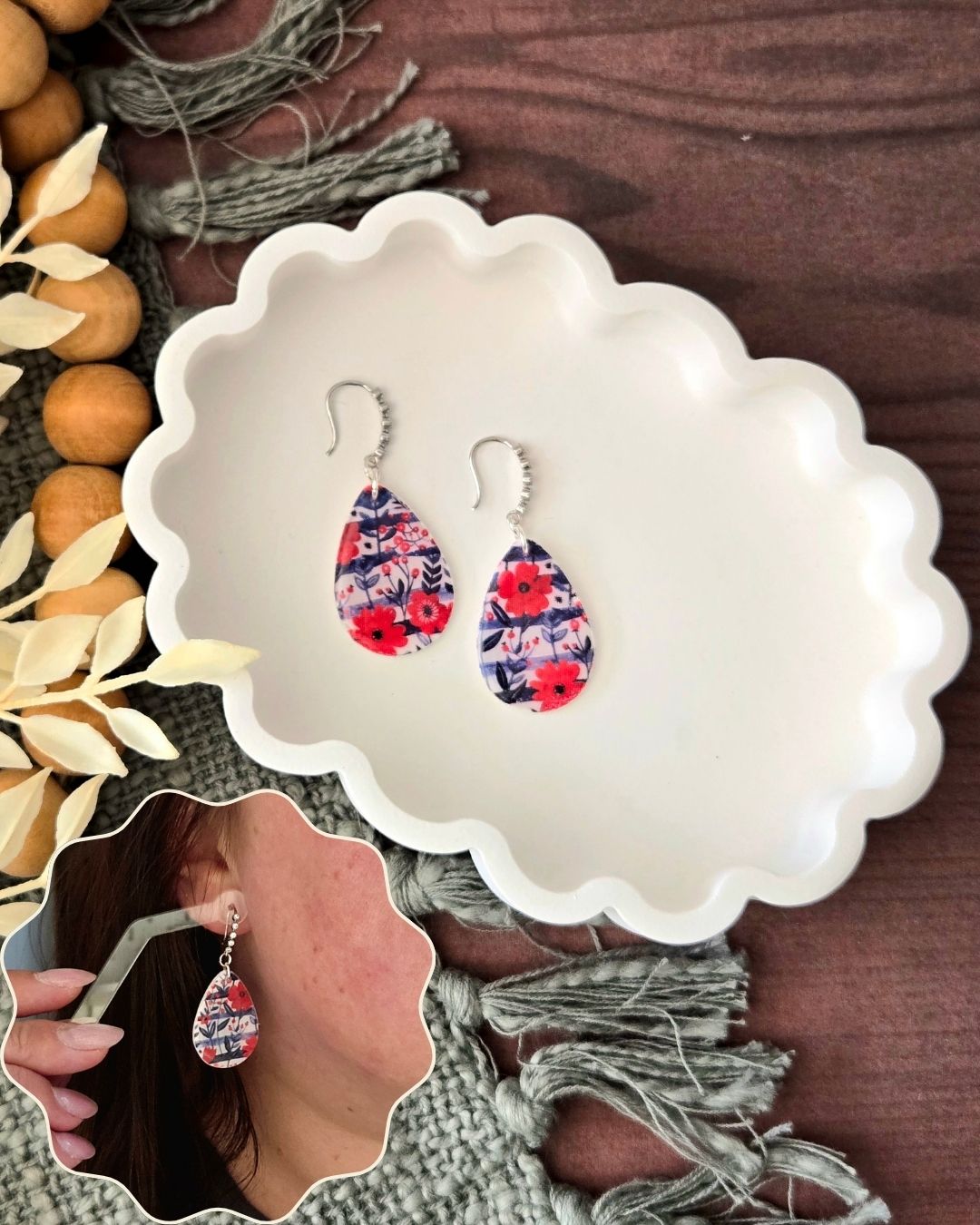Painted Poppies | Polymer Clay Earrings