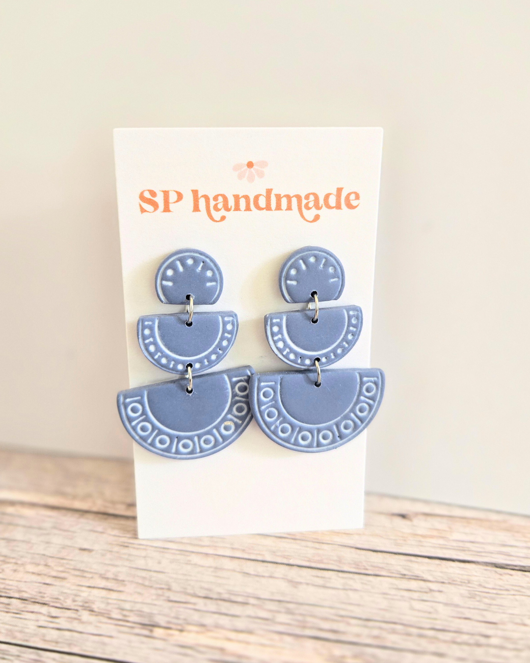 Blue Aztec Dangles | Polymer Clay Earrings