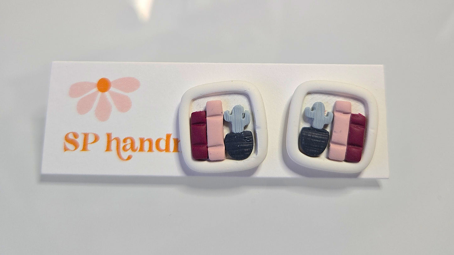 Bookshelf Studs | Polymer Clay Earrings