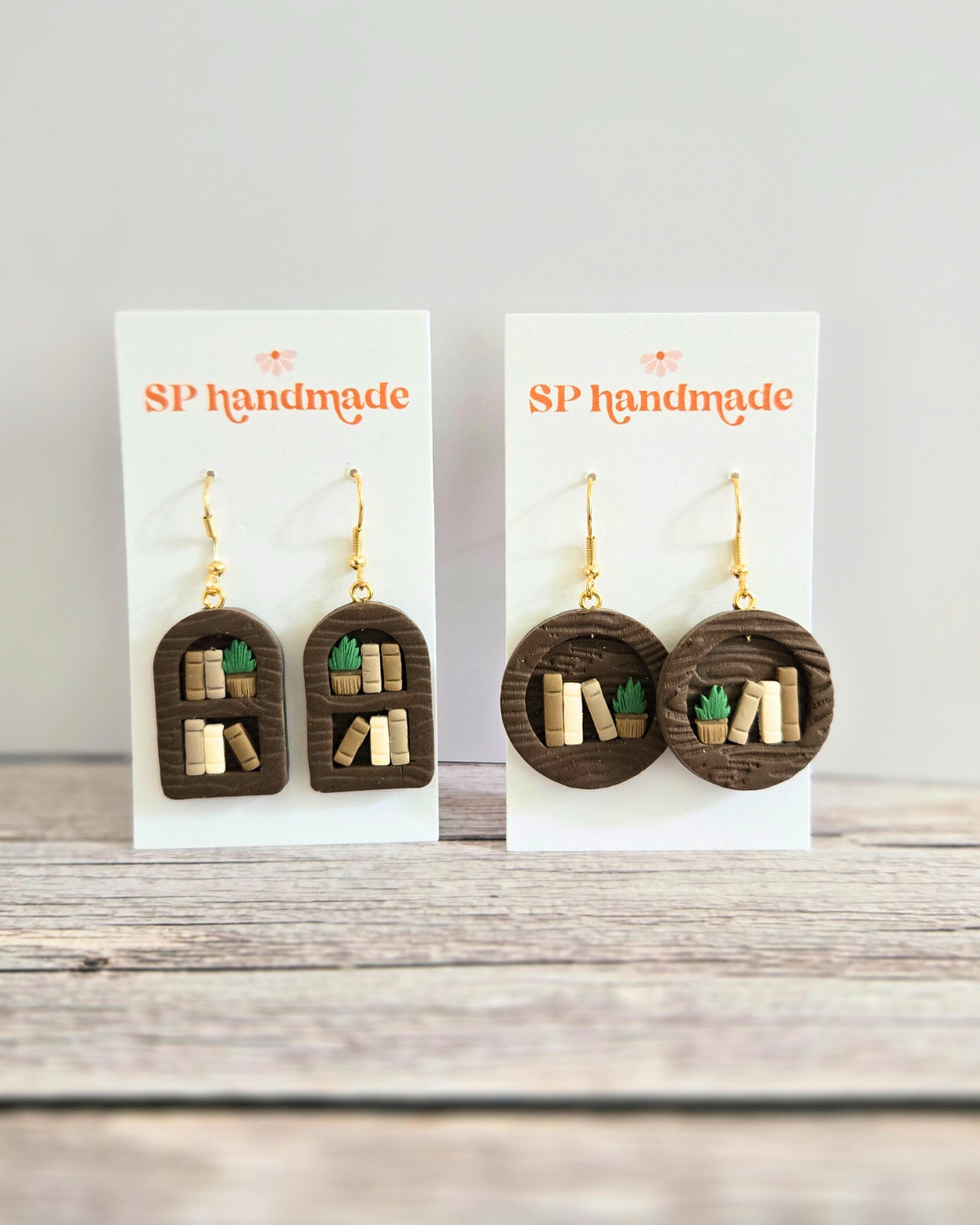 Brown Bookshelf Earrings | Polymer Clay Earrings