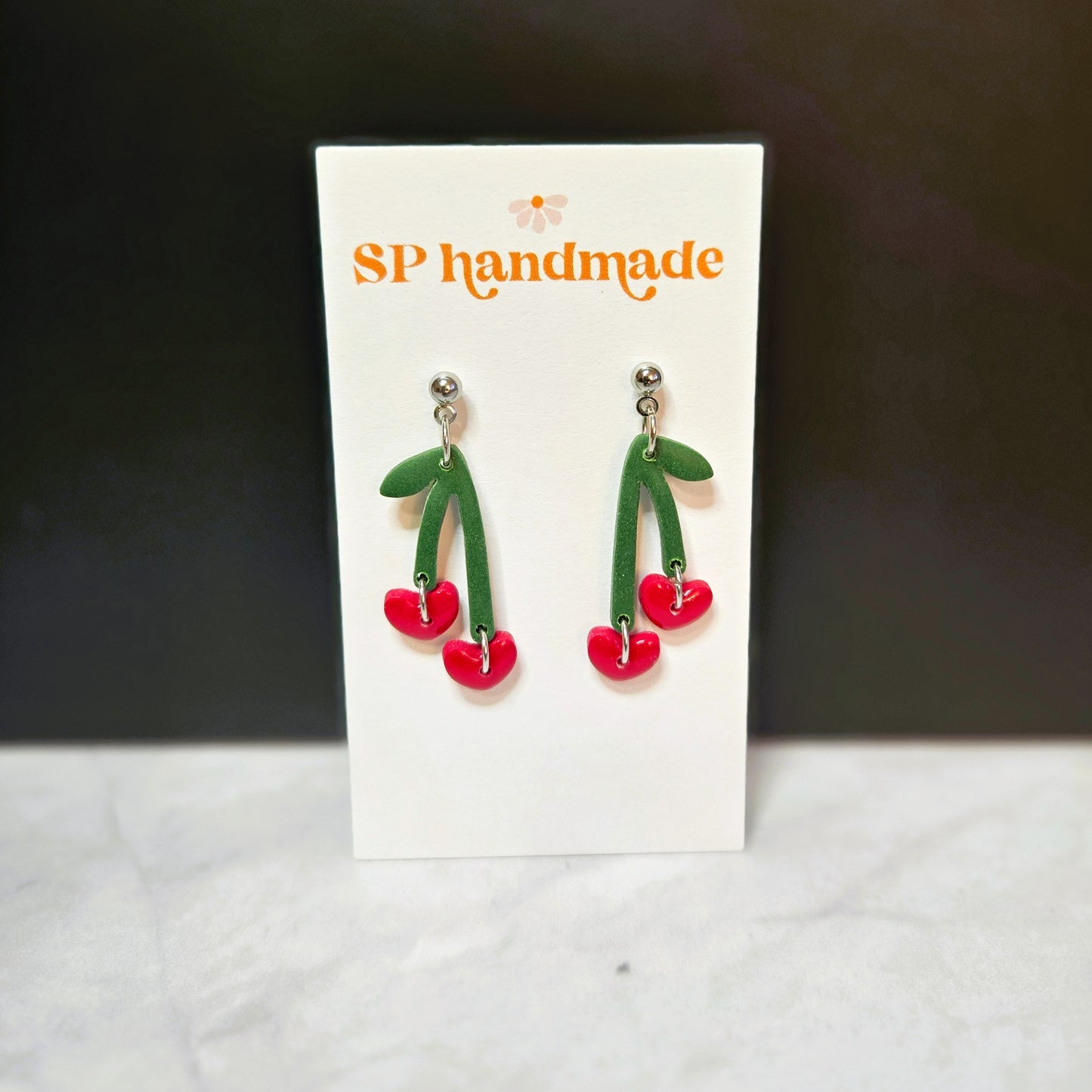 Cherry Hearts | Polymer Clay Earrings
