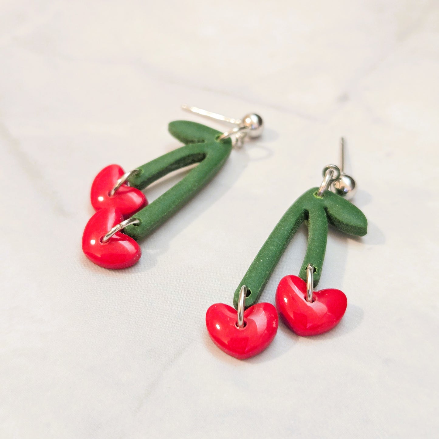Cherry Hearts | Polymer Clay Earrings