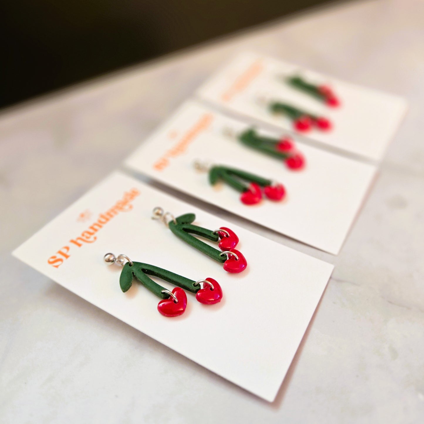 Cherry Hearts | Polymer Clay Earrings
