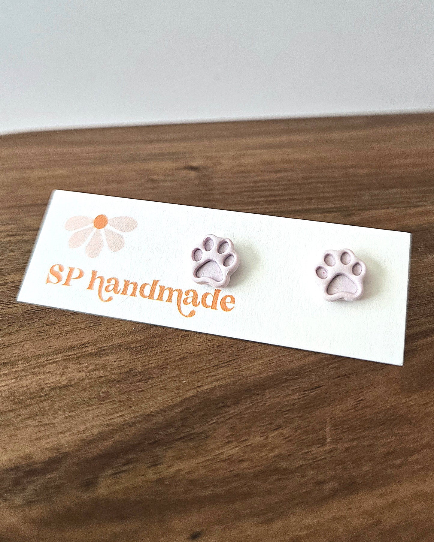 Colorful Paw Print Studs | Polymer Clay Earrings
