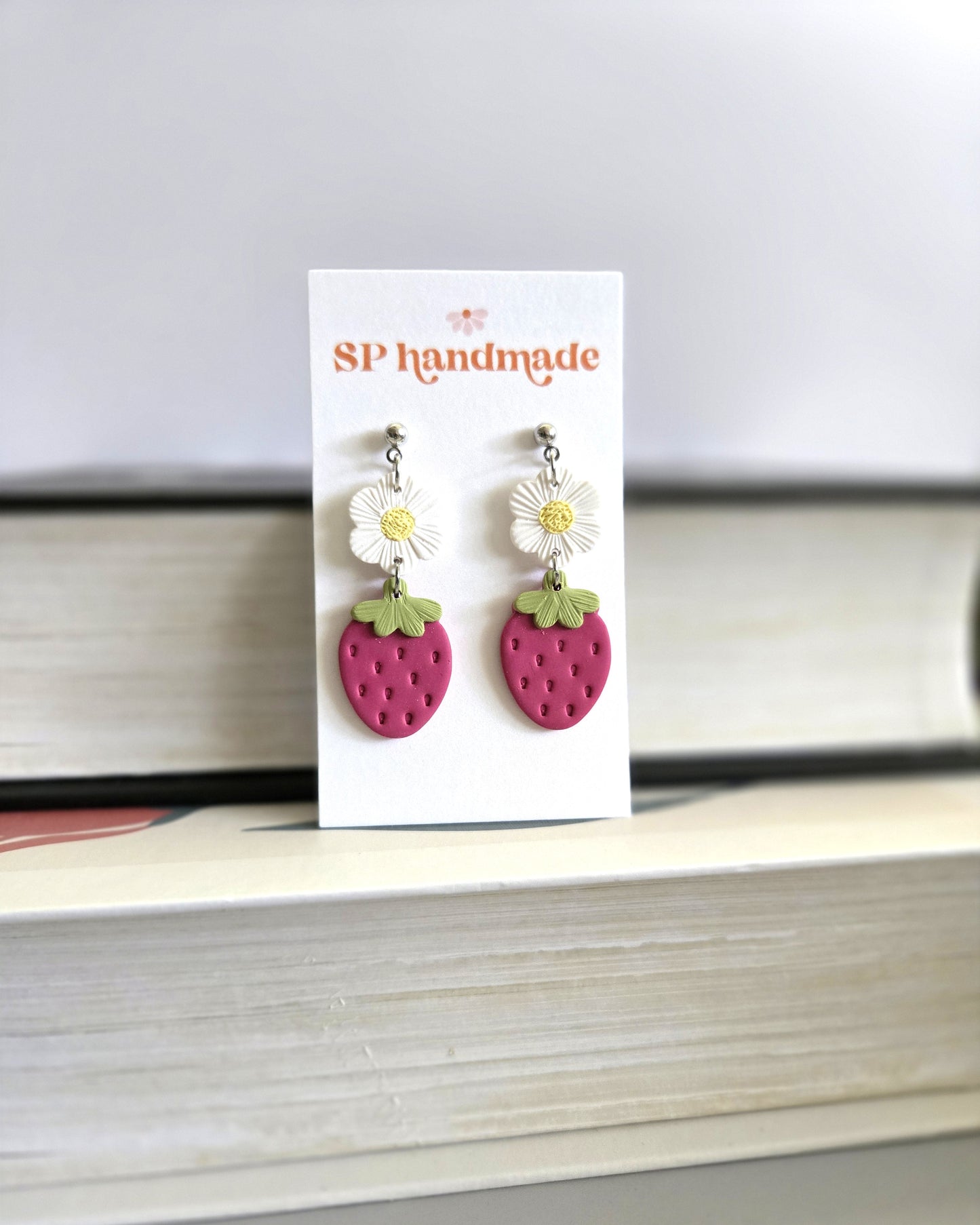 Floral Strawberry | Polymer Clay Earrings