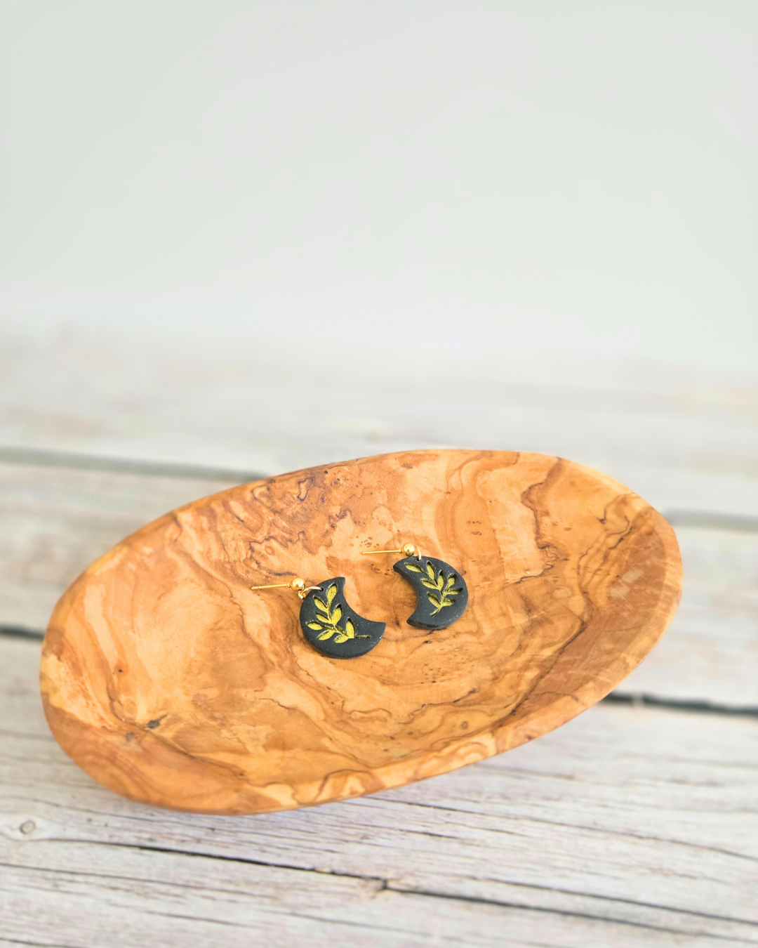 Shimmer Gold Moons | Polymer Clay Earrings