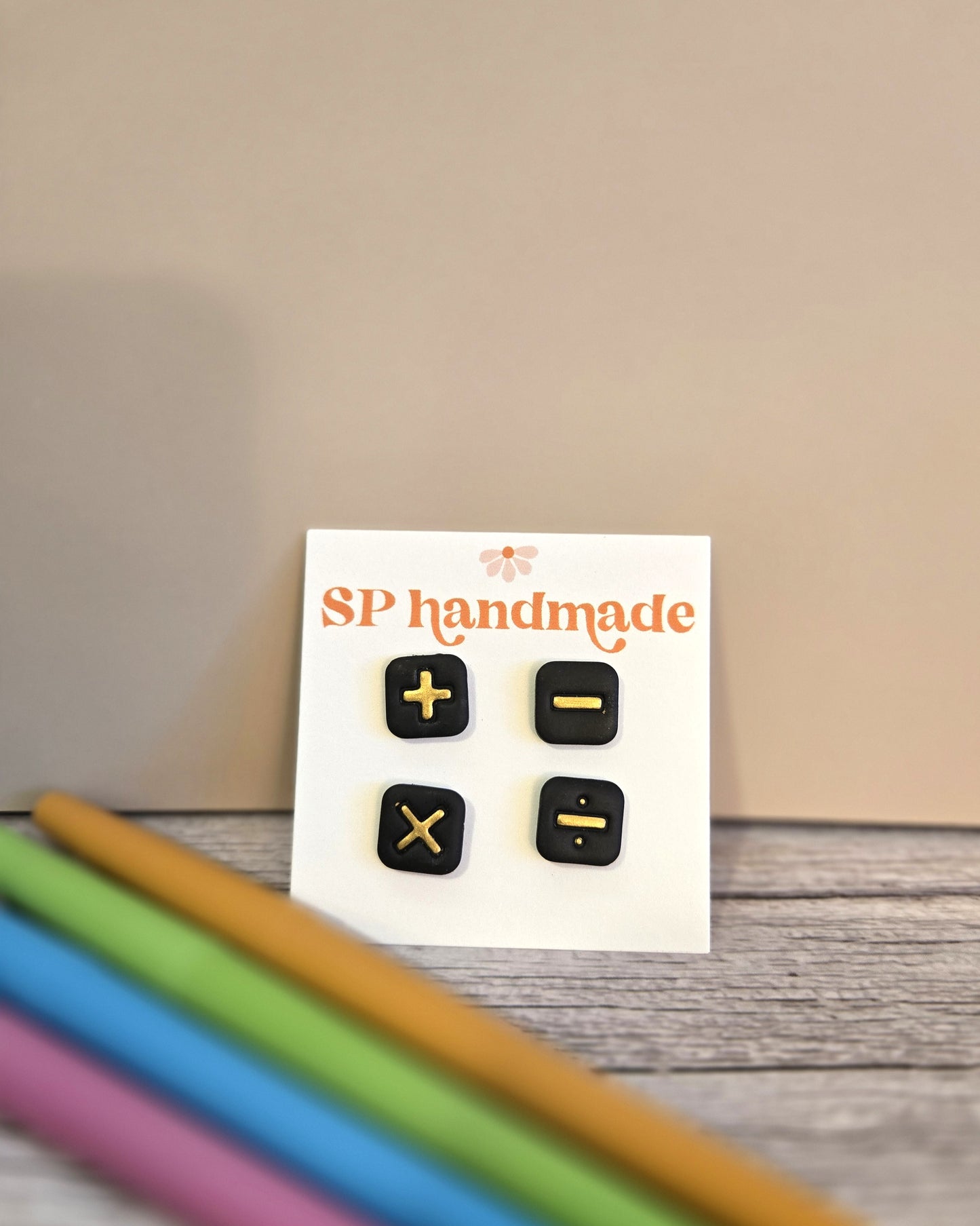 Math Operations Stud Pack | Polymer Clay Earrings