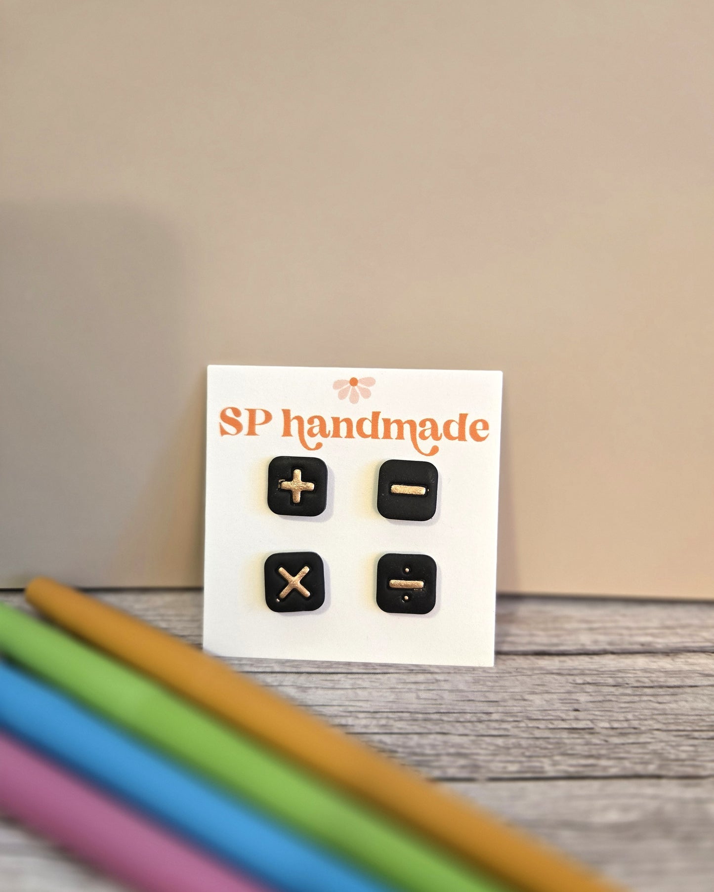 Math Operations Stud Pack | Polymer Clay Earrings