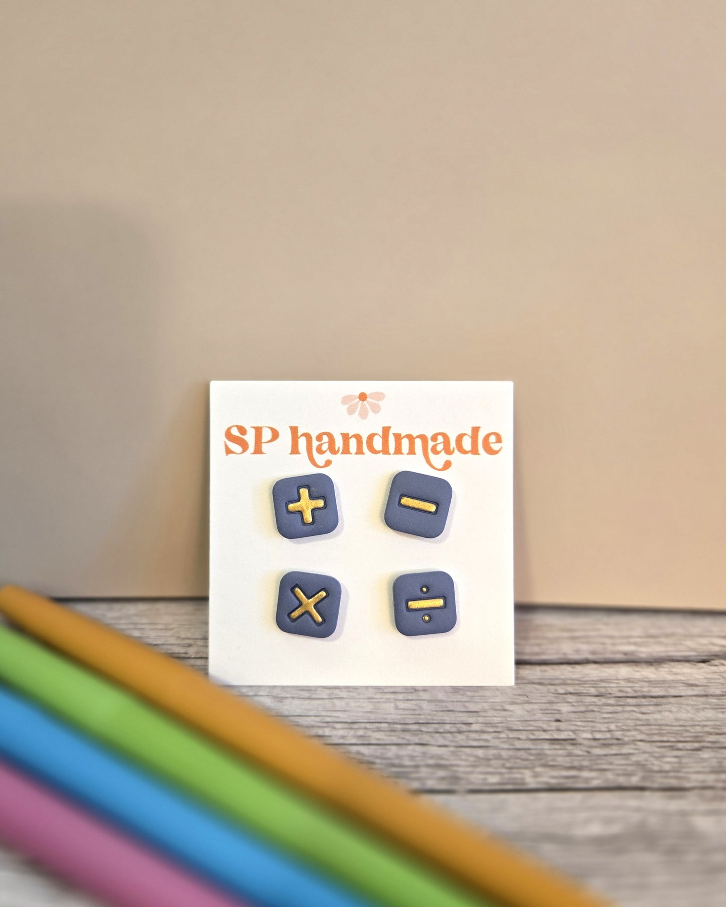 Math Operations Stud Pack | Polymer Clay Earrings