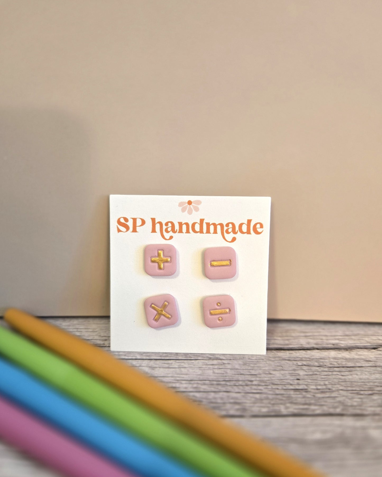 Math Operations Stud Pack | Polymer Clay Earrings