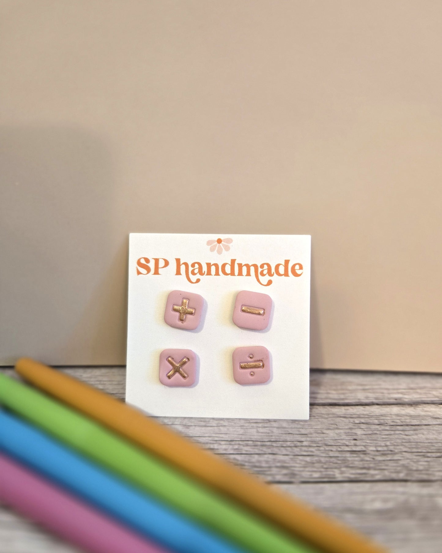 Math Operations Stud Pack | Polymer Clay Earrings