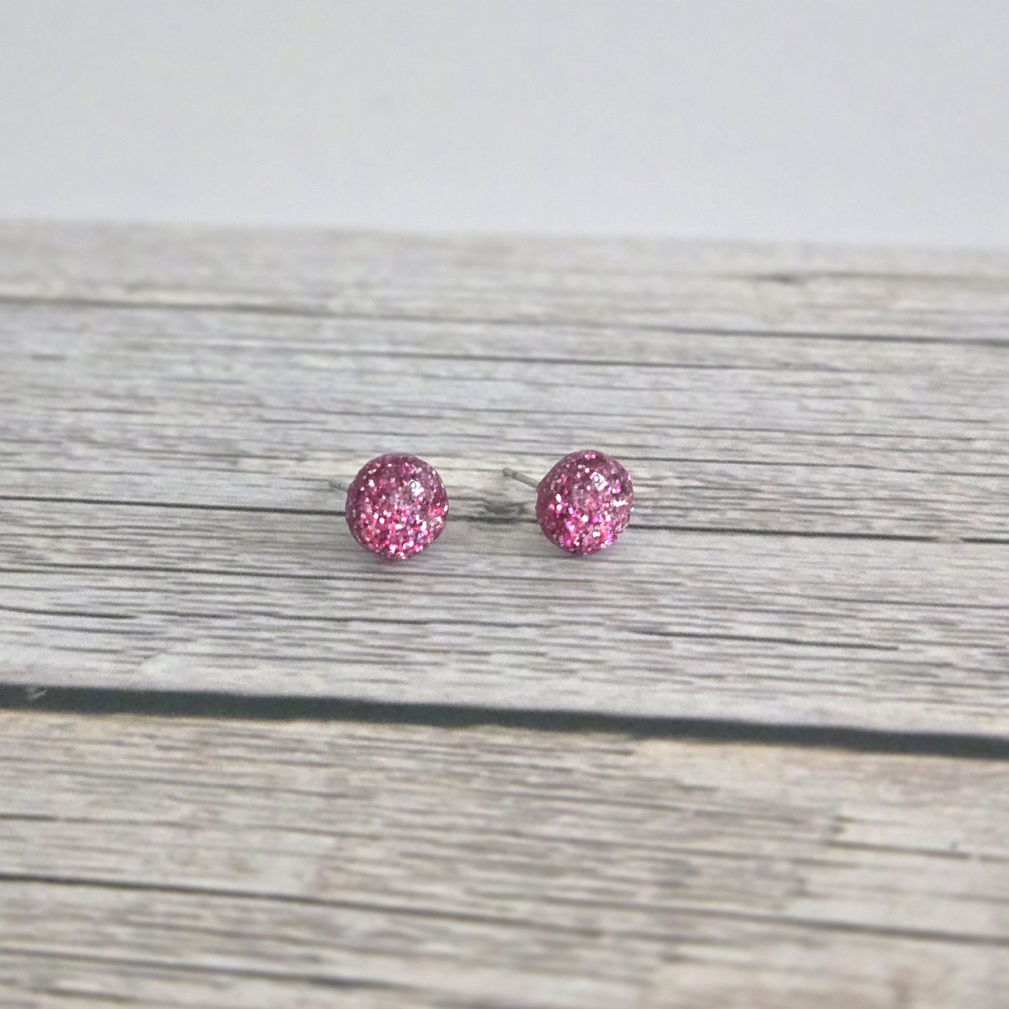 Pink Glitter Mini Studs | Polymer Clay Earrings