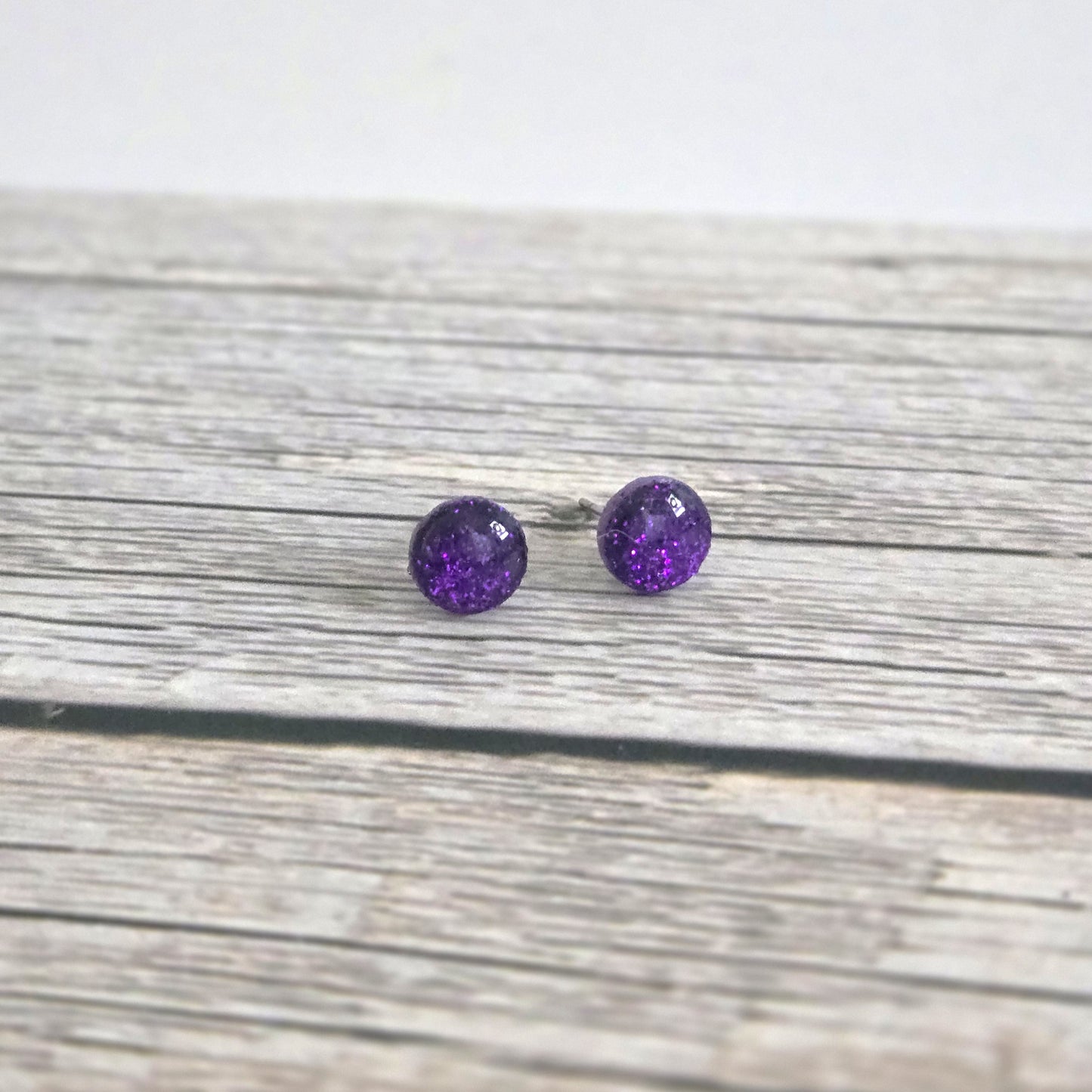 Purple Glitter Mini Studs | Polymer Clay Earrings