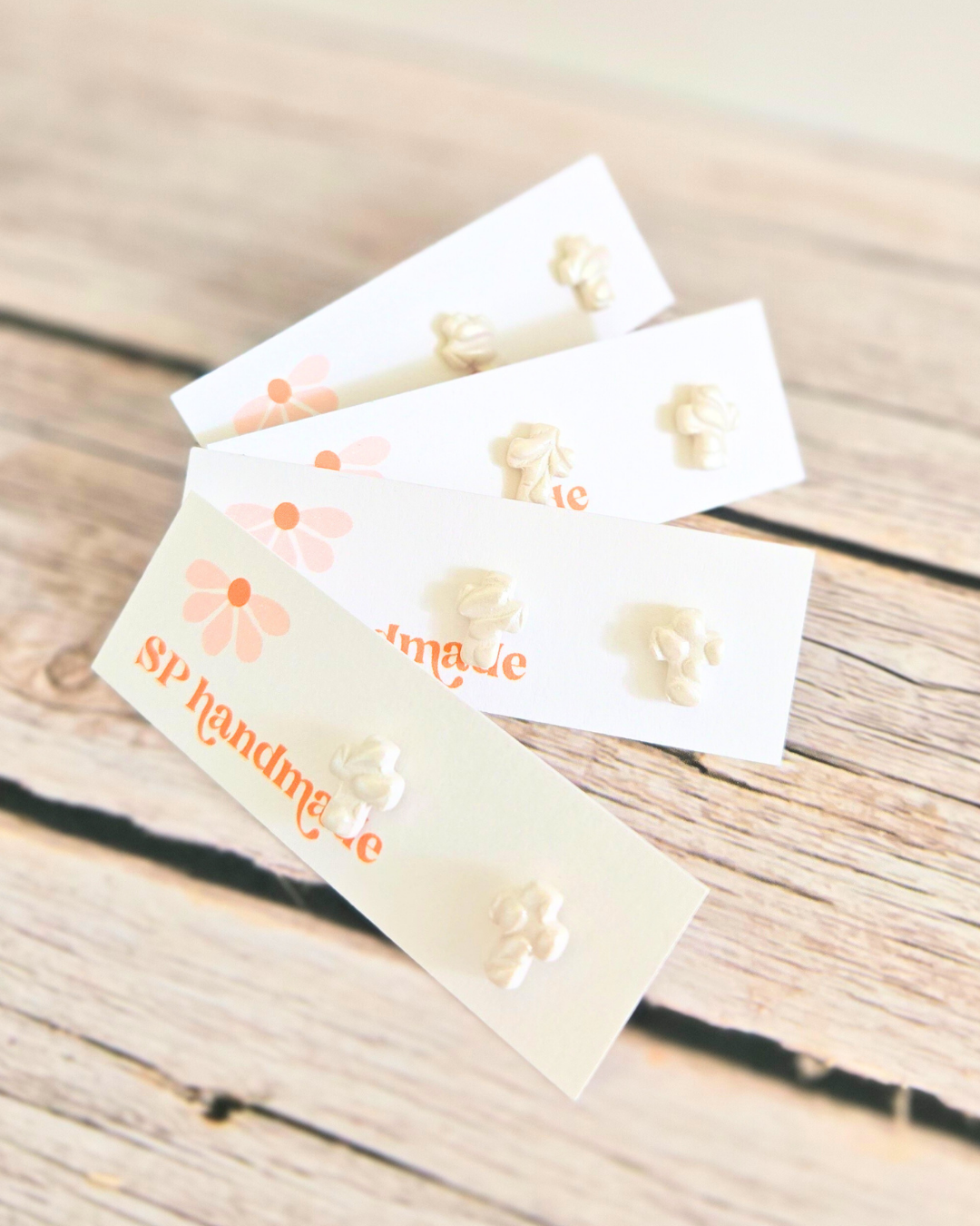 Shimmer Cross Studs | Polymer Clay Earrings