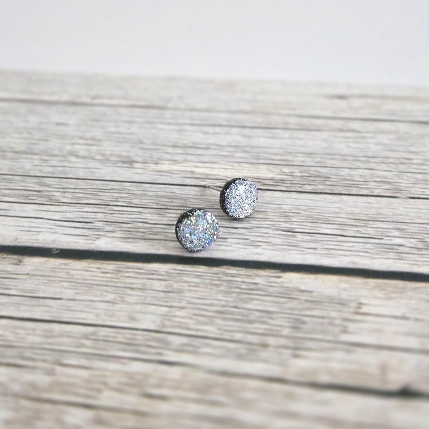 Silver Shimmer Mini Studs | Polymer Clay Earrings