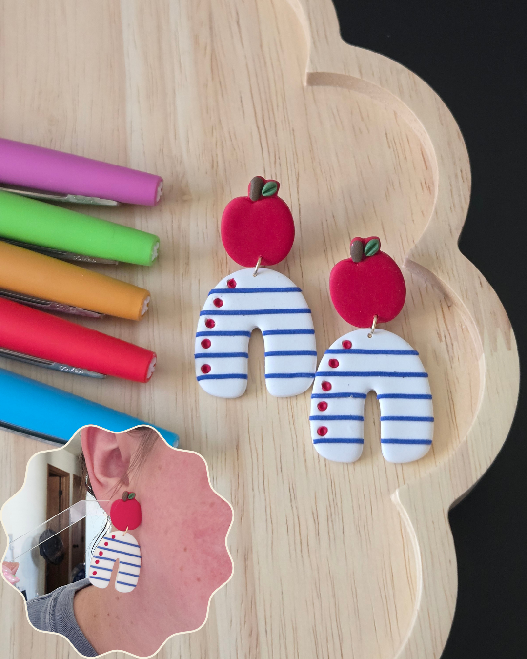Teacher Dangles | Polymer Clay Earrings