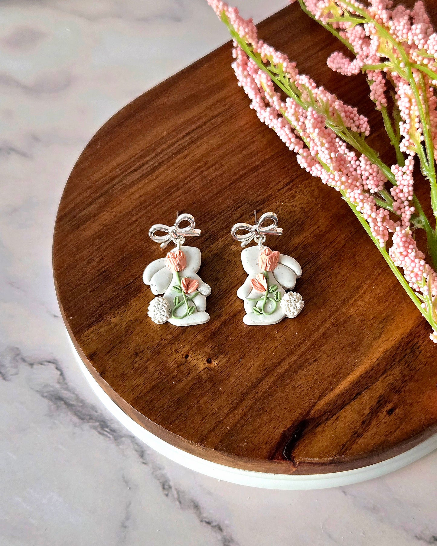 Tulip Bunnies | Polymer Clay Earrings