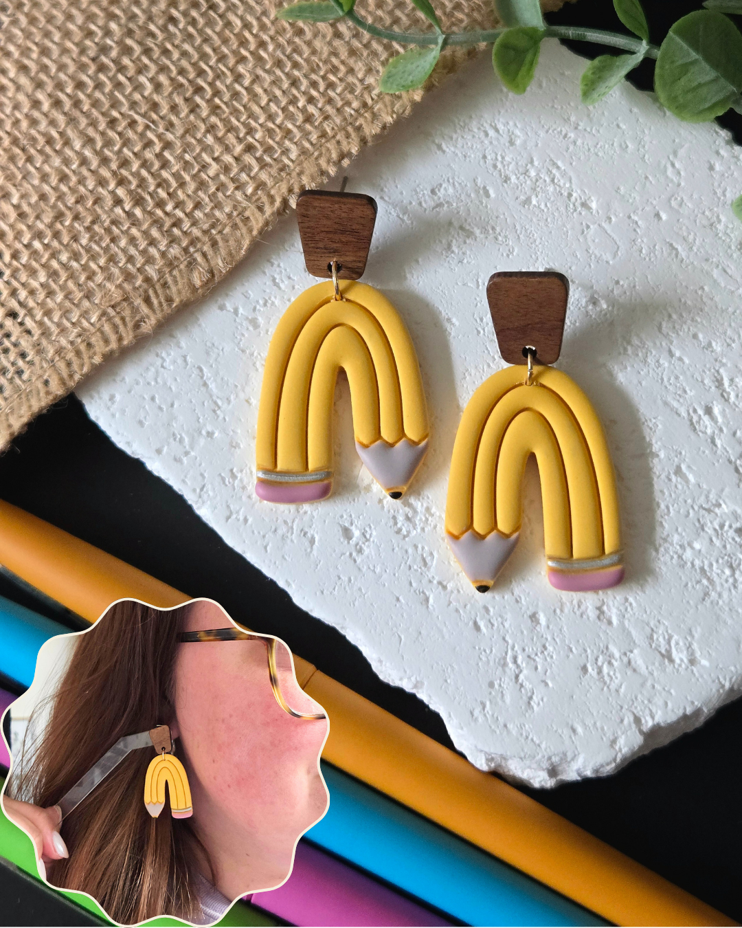 Pencil Bubble Arches | Polymer Clay Earrings