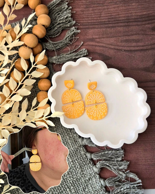 Golden Hour Statement Dangles | Polymer Clay Earrings