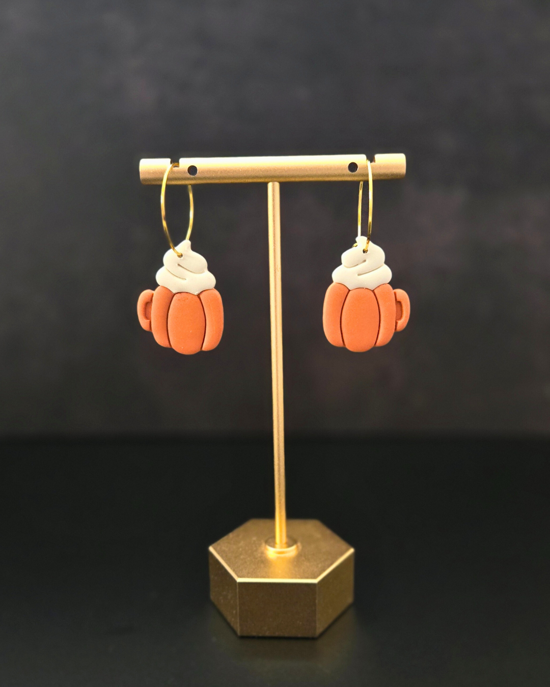Pumpkin Latte Hoops | Polymer Clay Earrings