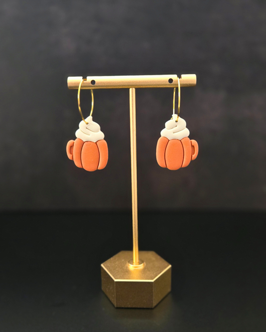 Pumpkin Latte Hoops | Polymer Clay Earrings