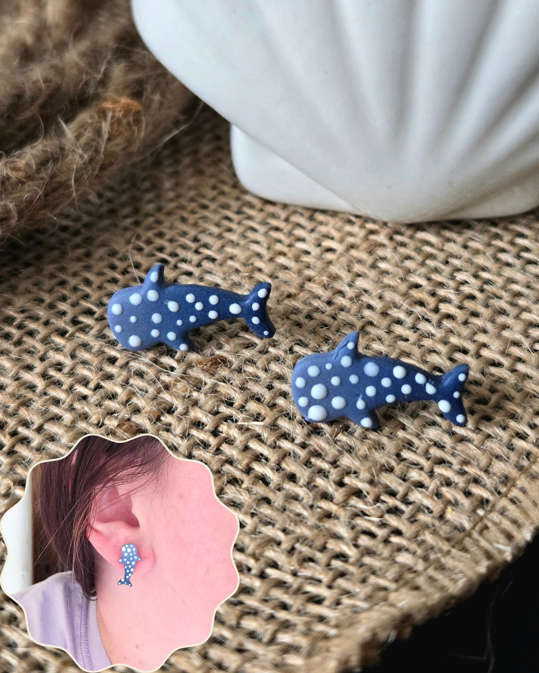 Whale Shark Studs | Polymer Clay Earrings