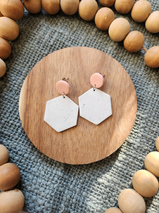 Peach and Cement Collection | Polymer Clay Earrings