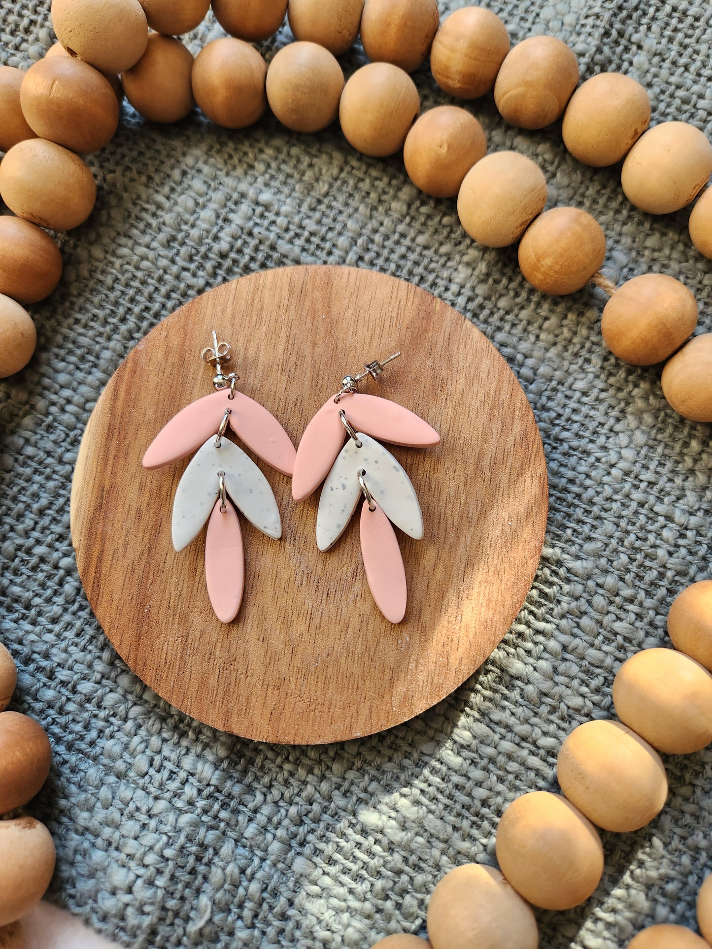 Peach and Cement Collection | Polymer Clay Earrings