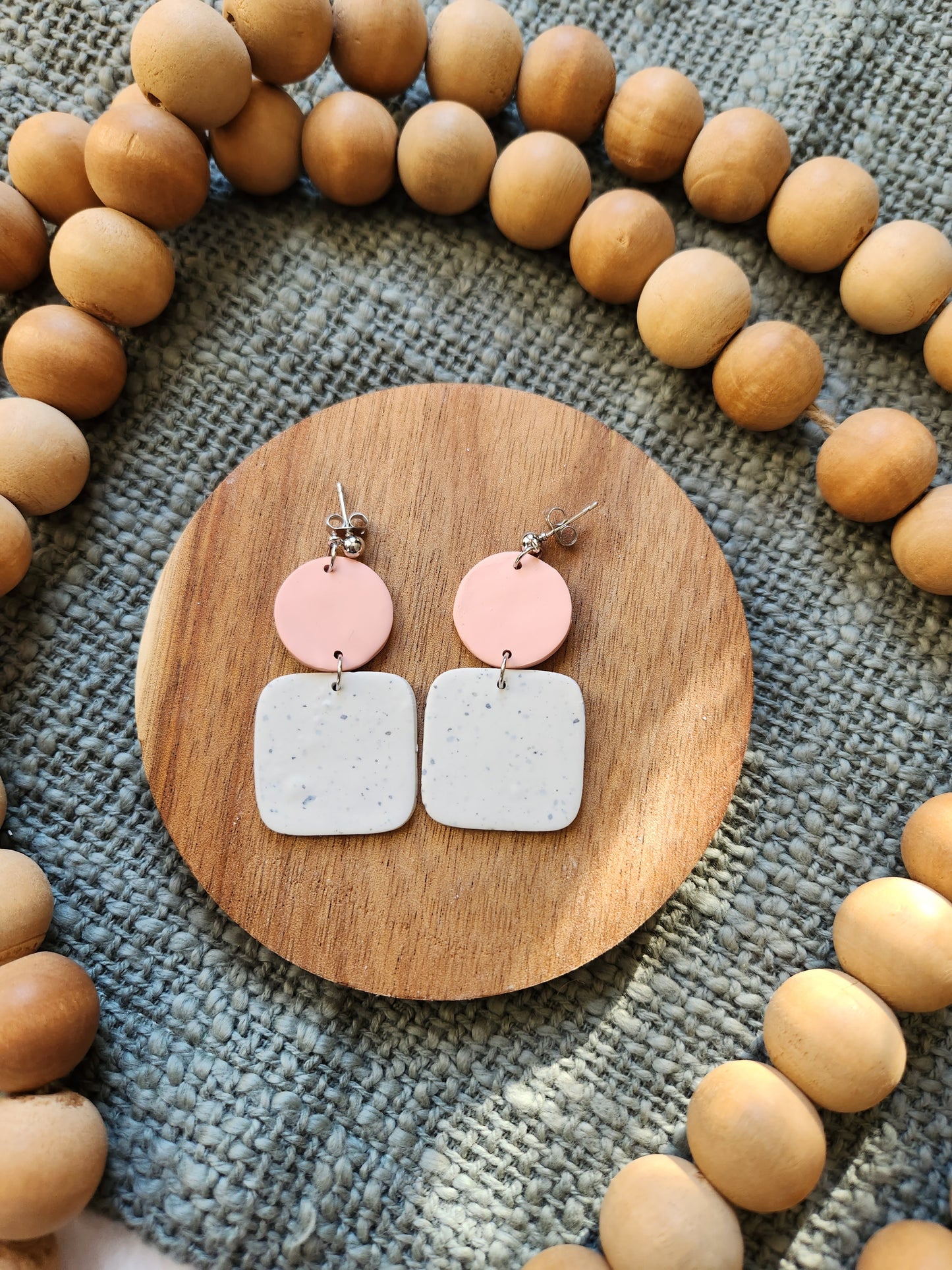 Peach and Cement Collection | Polymer Clay Earrings