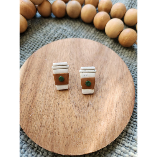 Coffee Cup Studs | Polymer Clay Earrings